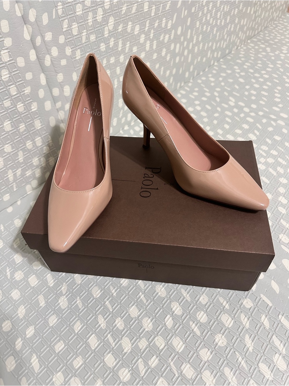 Linea Paolo Nude Patent Pointed-Toe Pumps